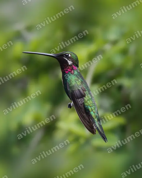 Ilustración en Realista: Heliomaster squamosus (Colibrí escamoso​)