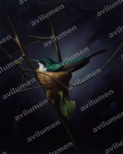 Oil illustration: Heliothryx barroti (Purple-crowned fairy)