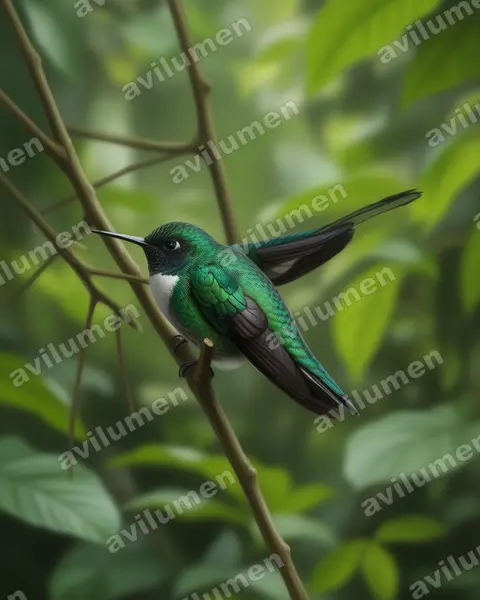 Realistic illustration: Heliothryx barroti (Purple-crowned fairy)