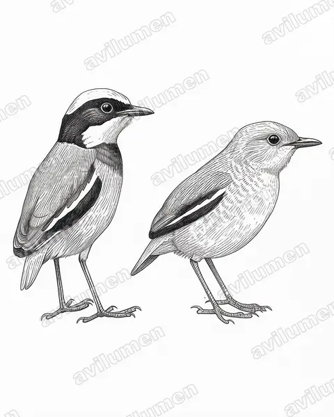 Illustration Encre : Hydrornis baudii (Brève à tête bleue)