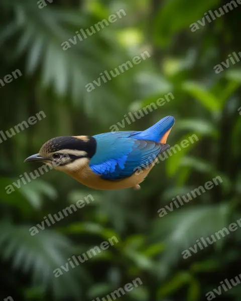 Ilustración en Realista: Hydrornis caeruleus (Pita gigante)