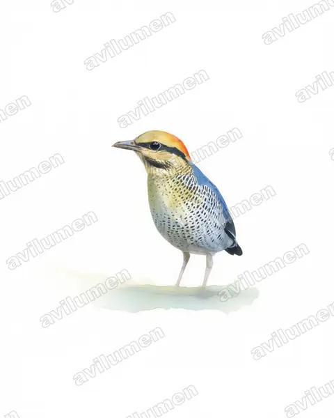 Illustration im Stil Aquarell: Blaupitta (Hydrornis cyaneus)