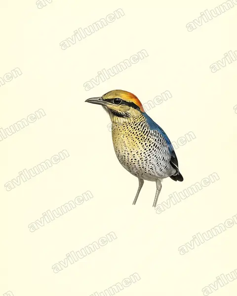 Illustration im Stil Historische Tafel: Blaupitta (Hydrornis cyaneus)