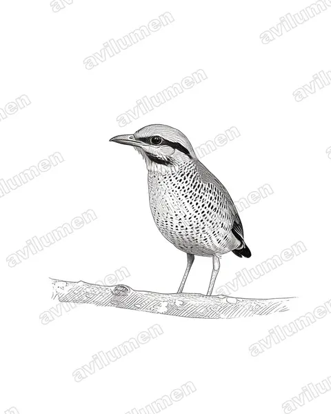 Illustration im Stil Tusche: Blaupitta (Hydrornis cyaneus)