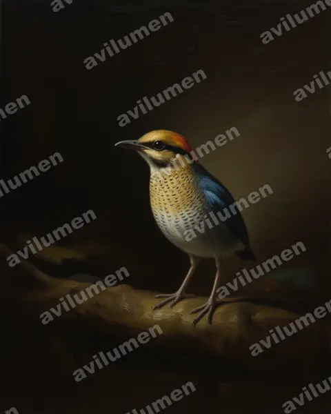 Illustration im Stil Öl: Blaupitta (Hydrornis cyaneus)