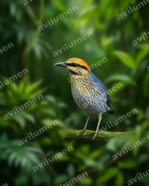 Illustration im Stil Realistisch: Blaupitta (Hydrornis cyaneus)