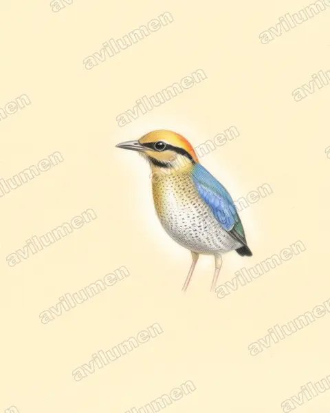 Illustration im Stil Buntstift: Blaupitta (Hydrornis cyaneus)