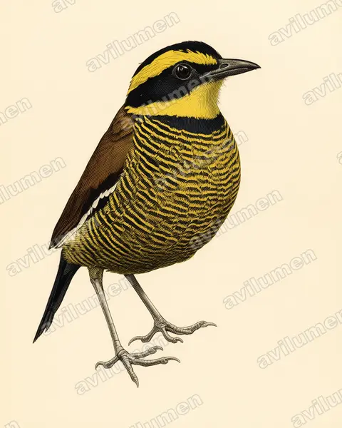 蓝尾八色鸫(Hydrornis guajanus)的古典图版插画