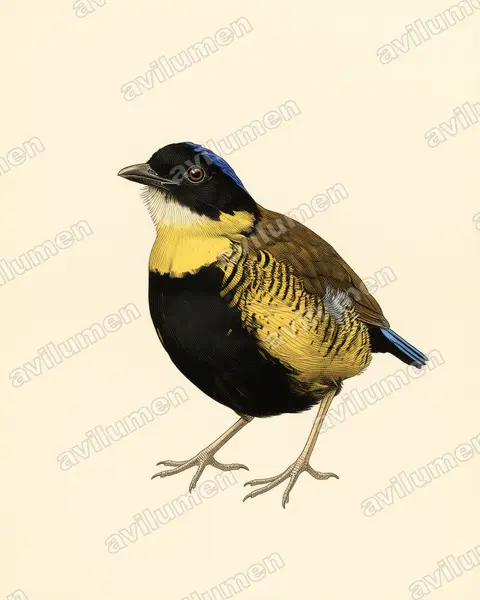 泰國八色鶇（Hydrornis gurneyi）的古典图版插画