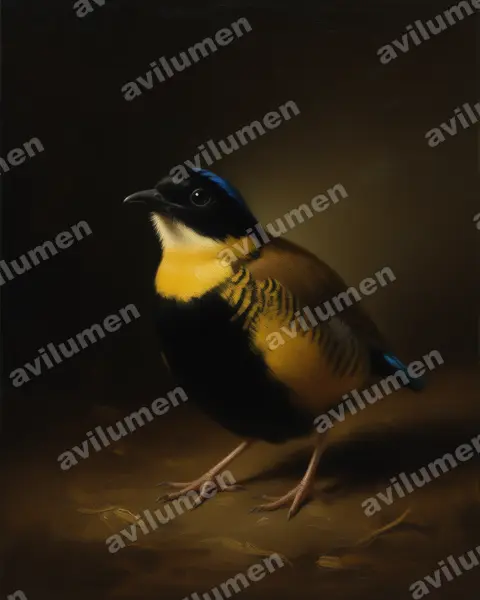 泰國八色鶇（Hydrornis gurneyi）的油画插画