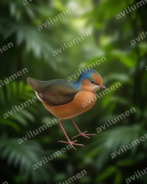 Illustration Réaliste : Hydrornis nipalensis (Brève à nuque bleue)