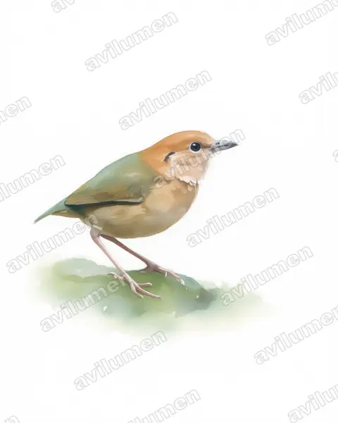 Ilustración en Acuarela: Hydrornis oatesi (Pita rojiza)