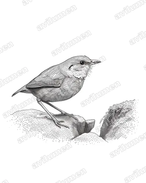 Ilustración en Tinta: Hydrornis oatesi (Pita rojiza)