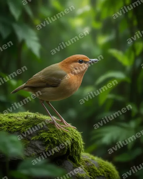 Ilustración en Realista: Hydrornis oatesi (Pita rojiza)