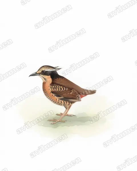Illustration im Stil Aquarell: Ohrenpitta (Hydrornis phayrei)