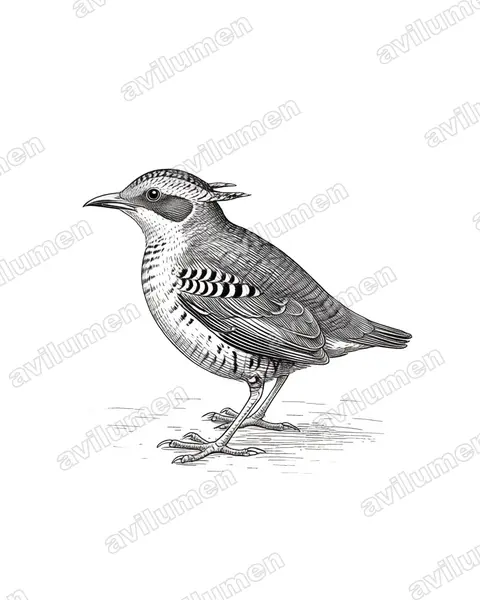 Illustration im Stil Tusche: Ohrenpitta (Hydrornis phayrei)