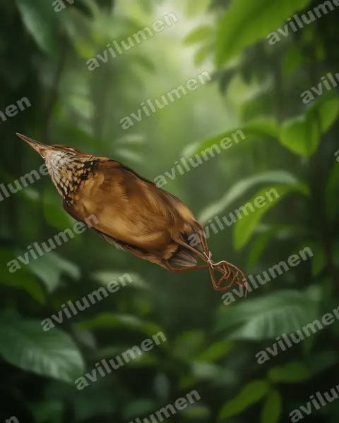施氏八色鸫（Hydrornis schneideri）的写实插画