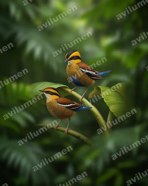 Realistic illustration: Hydrornis schwaneri (Bornean Banded Pitta)