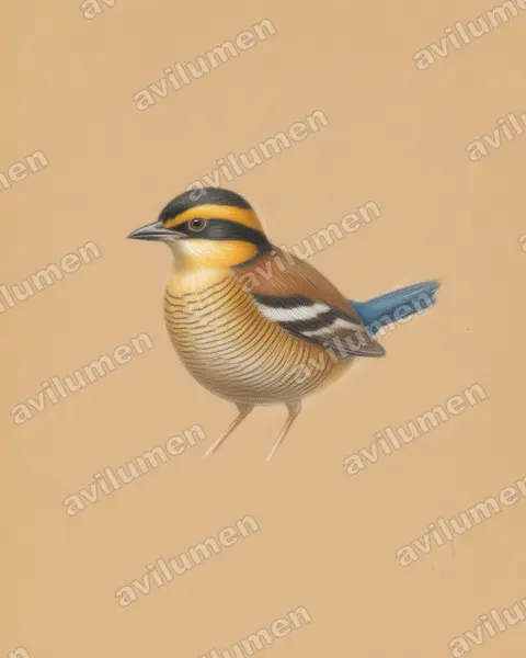 Colored pencil illustration: Hydrornis schwaneri (Bornean Banded Pitta)
