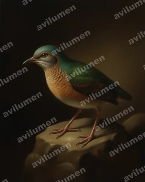 蓝背八色鸫(Hydrornis soror)的油画插画