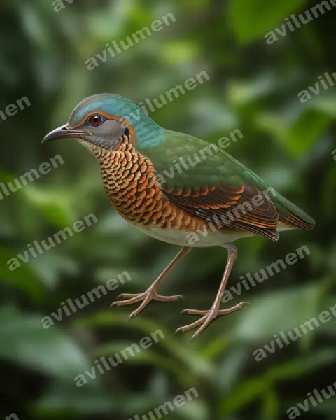 蓝背八色鸫(Hydrornis soror)的写实插画