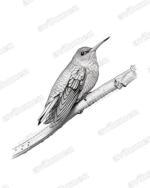 Illustration Encre : Hylocharis chrysura (Saphir à queue d'or)