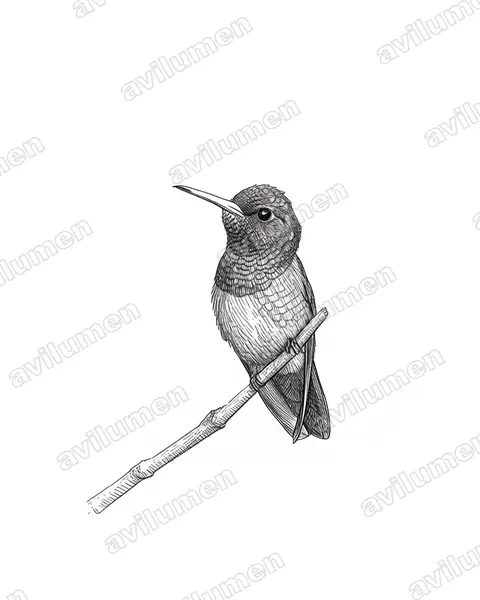 Ilustración en Tinta: Hylocharis cyanus (Chlorestes cyanus)