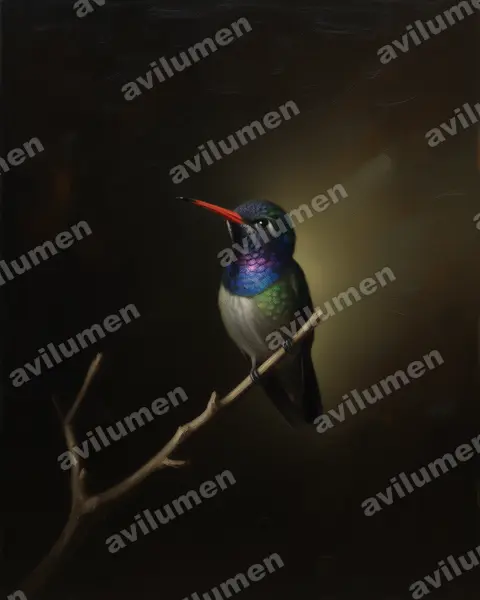 Ilustración en Óleo: Hylocharis cyanus (Chlorestes cyanus)