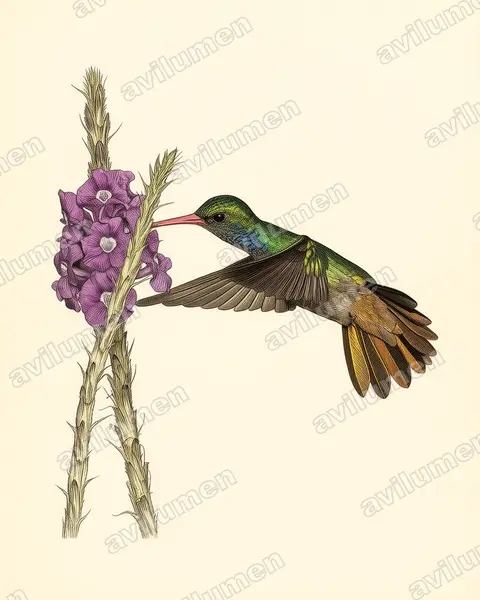 Illustration Planche ancienne : Hylocharis eliciae (Saphir d'Elicia)