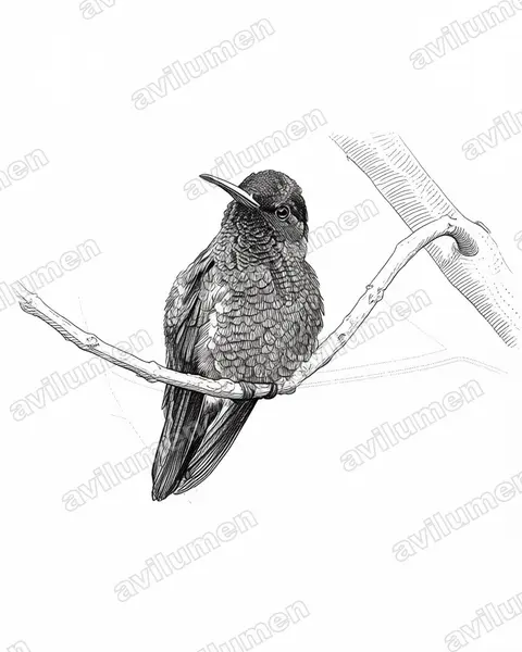 Illustration im Stil Tusche: Blaukopfsaphir (Hylocharis grayi)