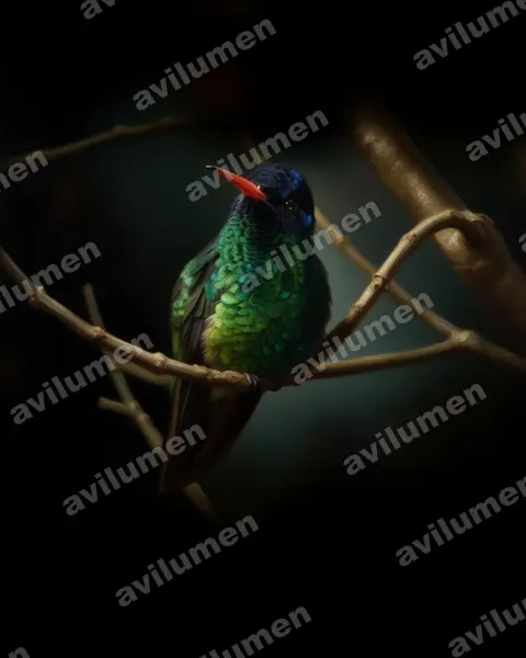 Illustration im Stil Öl: Blaukopfsaphir (Hylocharis grayi)