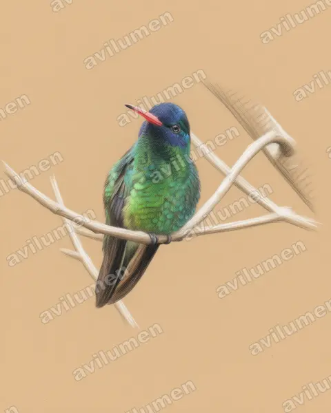Illustration im Stil Buntstift: Blaukopfsaphir (Hylocharis grayi)