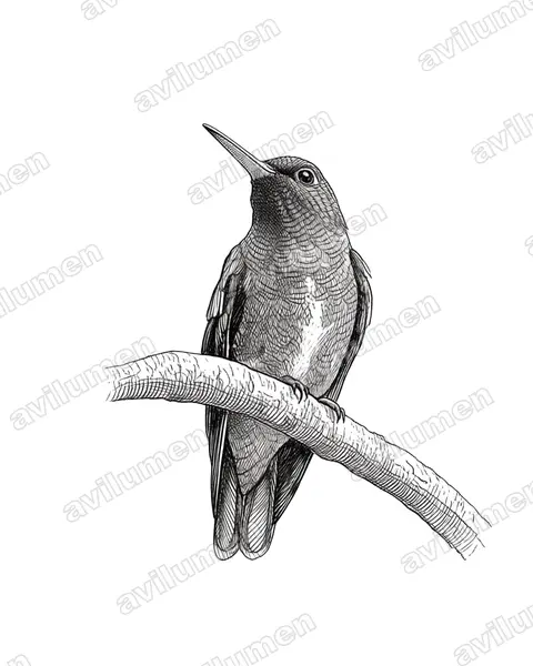 Illustration Encre : Hylocharis humboldtii (Saphir de Humboldt)