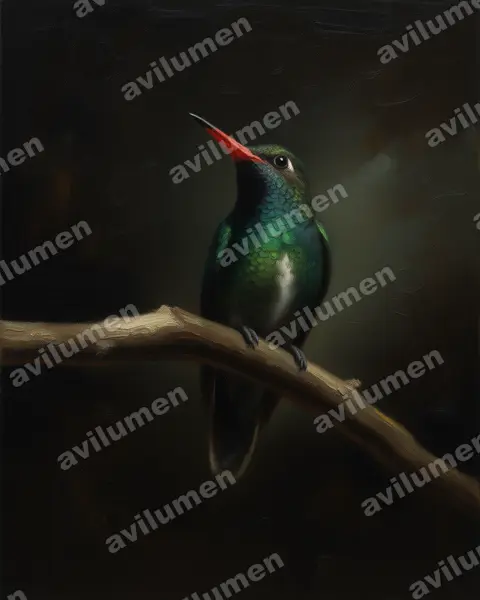 Illustration Huile : Hylocharis humboldtii (Saphir de Humboldt)