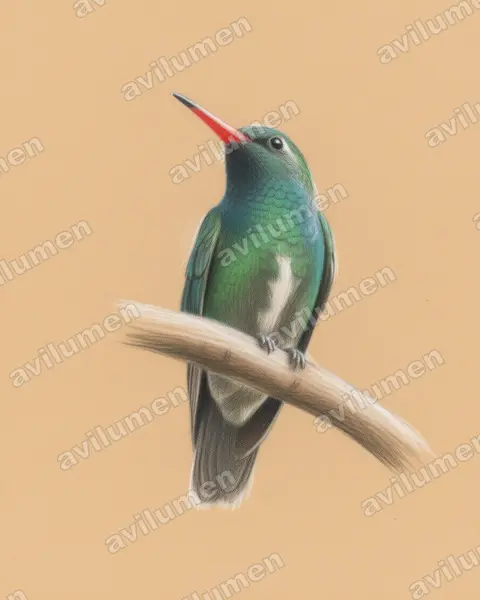 Illustration Crayon de couleur : Hylocharis humboldtii (Saphir de Humboldt)