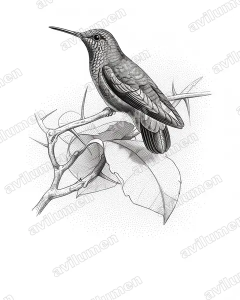 Ilustración en Tinta: Hylocharis pyropygia (Zafiro de lomo en llamas)