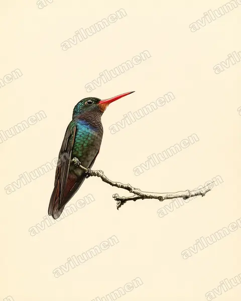 Vintage plate illustration: Hylocharis sapphirina (Rufous-throated sapphire)