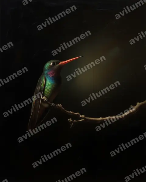 Oil illustration: Hylocharis sapphirina (Rufous-throated sapphire)