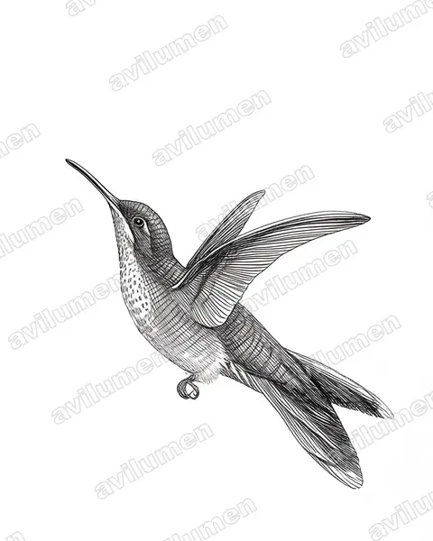 Illustration im Stil Tusche: Scherenschwanznymphe (Hylonympha macrocerca)