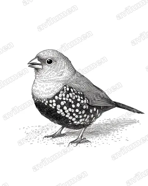 Ilustración en Tinta: Hypargos margaritatus (Estrilda golirrosa)