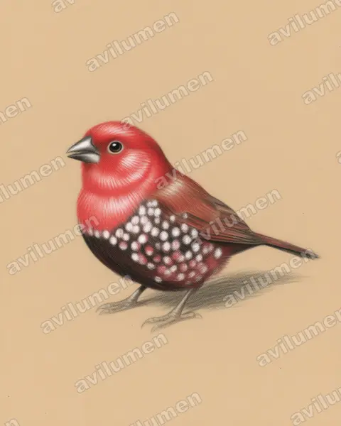 Ilustración en Lápiz de color: Hypargos margaritatus (Estrilda golirrosa)