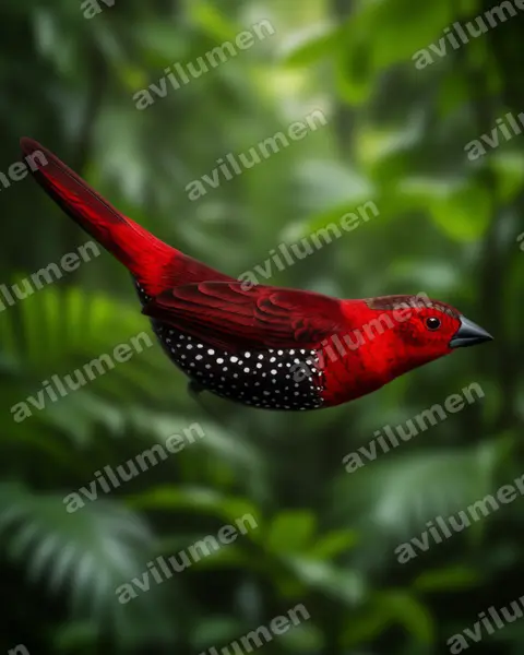 Illustration im Stil Realistisch: Roter Tropfenastrild (Hypargos niveoguttatus)