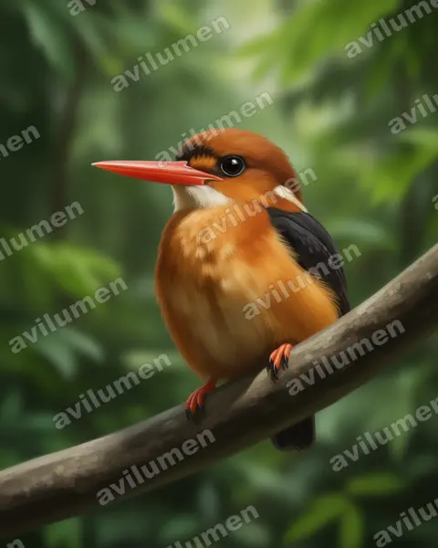 African dwarf kingfisher(Ispidina lecontei)的写实插画