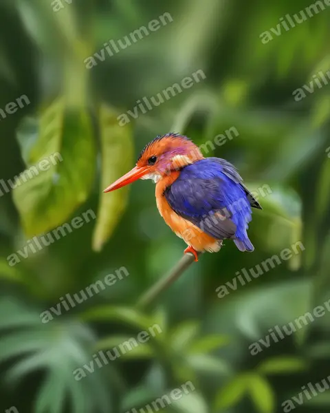 Ilustración en Realista: Ispidina picta (Martín pigmeo africano)