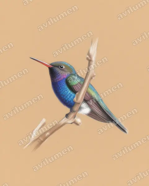 Illustration im Stil Buntstift: Juliakolibri (Juliamyia julie)