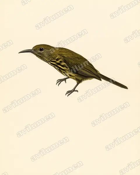 Ilustración en Lámina antigua: Kurochkinegramma hypogrammicum (Suimanga estriado)