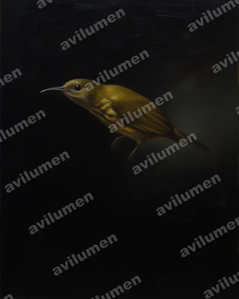 Ilustración en Óleo: Kurochkinegramma hypogrammicum (Suimanga estriado)
