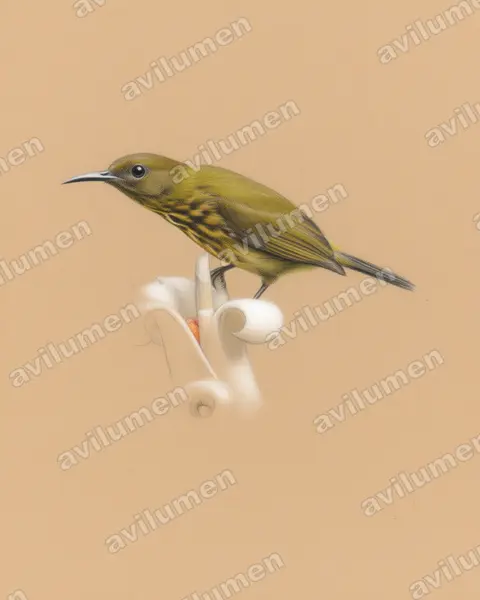Ilustración en Lápiz de color: Kurochkinegramma hypogrammicum (Suimanga estriado)