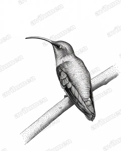 Illustration im Stil Tusche: Samtbauchkolibri (Lafresnaya lafresnayi)