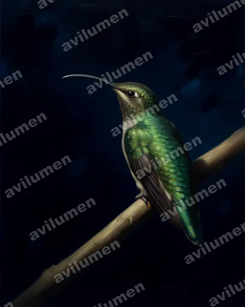 Illustration im Stil Öl: Samtbauchkolibri (Lafresnaya lafresnayi)